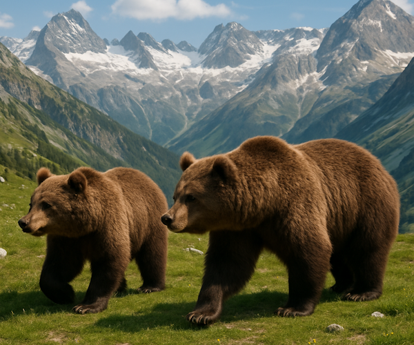 2 bears in the alps in Italy